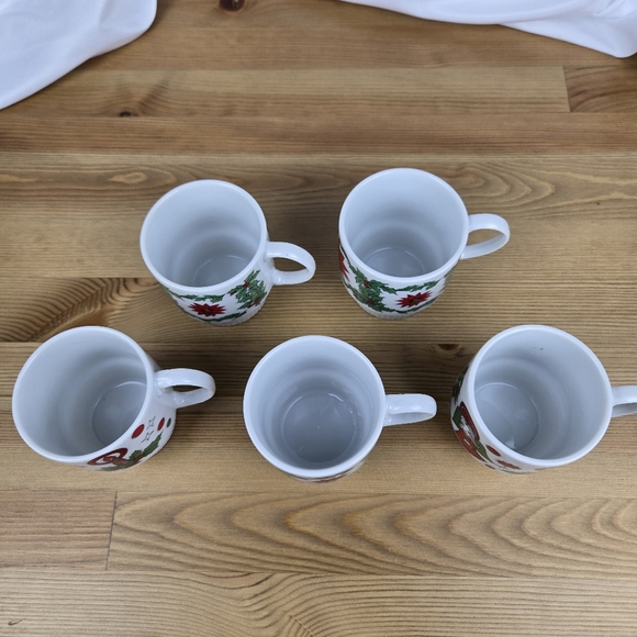 Vintage 1970s Trimont Ware Japan Stacking Mugs Cups Christmas Holiday Set of 5 - Picture 11 of 11